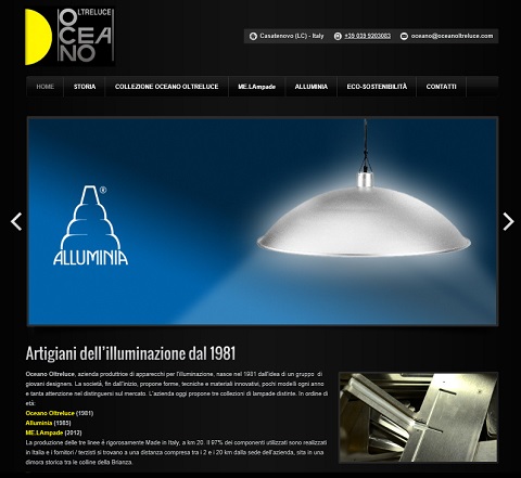 Nuovo sito Oceano Oltreluce: 3 collezioni di lampade italiane ecosostenibili.