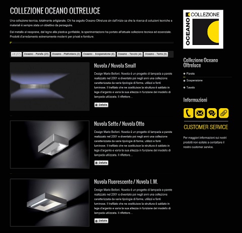 Nuovo sito Oceano Oltreluce: 3 collezioni di lampade italiane ecosostenibili.