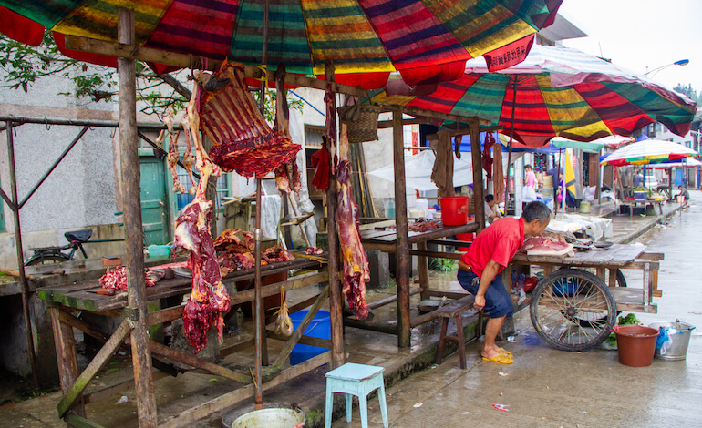 Venditore di carne in Cina