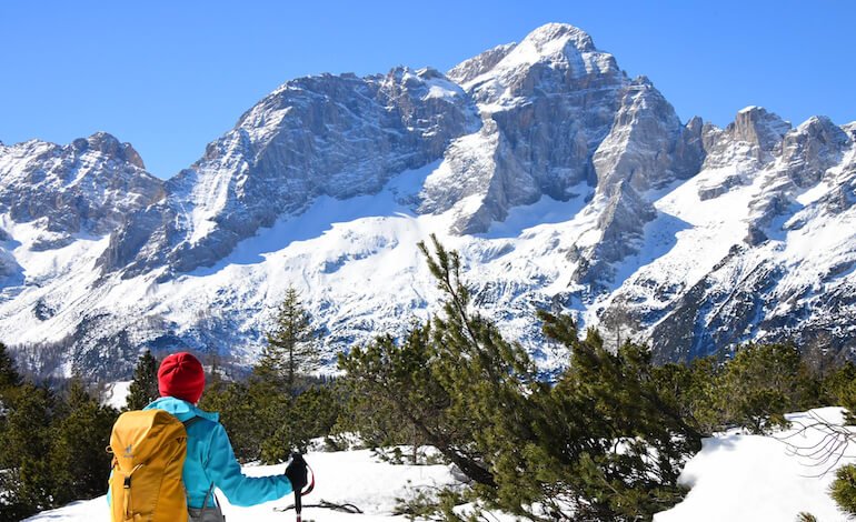 Sulla neve ai piedi del Pelmo